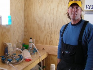 Jeff Hoffman runs the filtration statoin inside our research sled