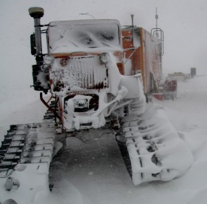 Our Sno-cat tucker gets drifted in