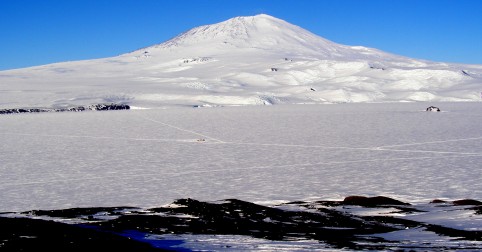 Our vehicles at Station I (near the center of the photograph)