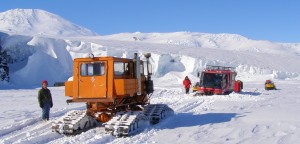 Winching our Pisten Bully out of a deep snowdrift