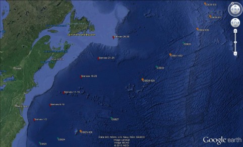 North Atlantic Transect, north of Sorcerer II transect to the Azores in 2009.