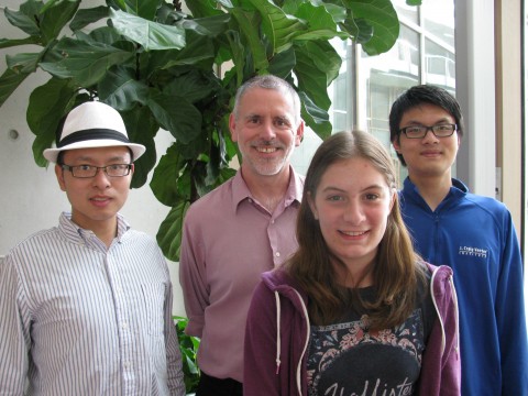 Stephanie with her JCVI mentors, Drs. Zhong and Zhu, and her Del Lago teacher Marc Kibler.