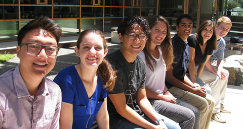 Summer 2016 Interns gather for a picture in the courtyard at JCVI La Jolla.